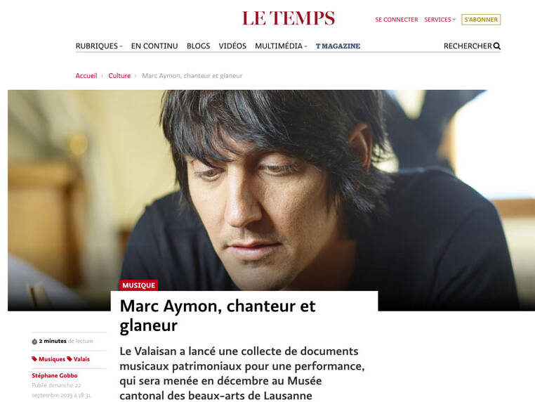 Le Temps - Marc Aymon - Glaneurs - septembre 2019