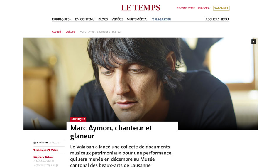 Le Temps - Marc Aymon - Glaneurs - septembre 2019